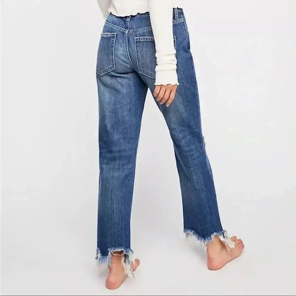 NWT Free People We The Free Maggie Mid Rise Straight In Sequoia Blue Sz 25 - Picture 2 of 12
